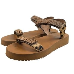 Madewell Women's Size 9 Maggie Calf Hair Animal Print Sandals Adjustable Casual